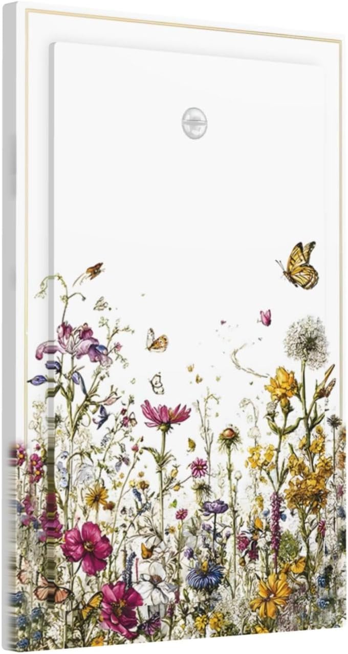 Decorative Light Switch Cover Plate Rustic Wildflower Floral Garden Butterfly 1 Gang No Device Single Blank Outlet Covers Wall Plates for Electrical Outlets Faceplate for Bedroom Home Decor image 2