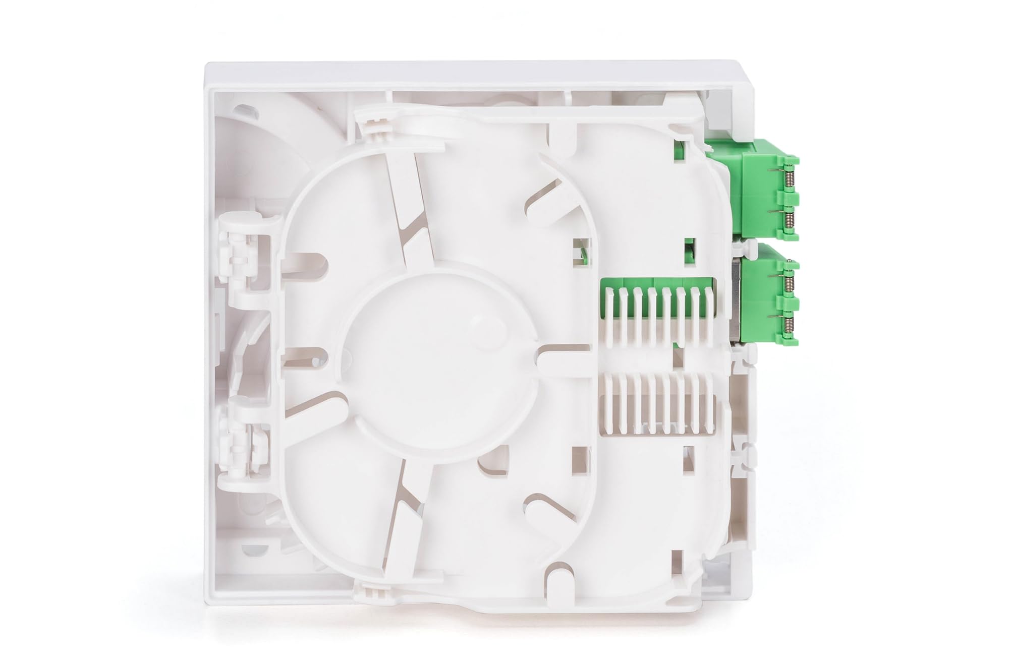 DIGITUS Caja FTTH - 2X LC/APC Dúplex con obturador - Fibra óptica monomodo - Caja de empalme de fibra óptica integrada - Clase de protección IP45 - Montaje en pared o en carril DIN - Blanco