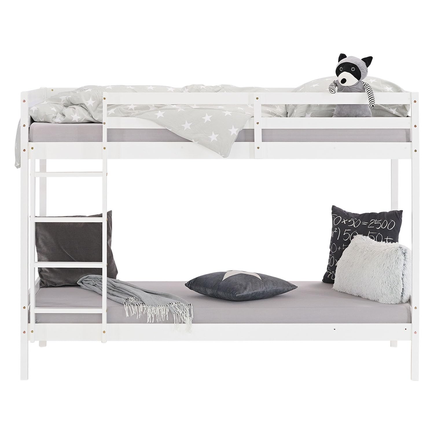 Homestyle4u Etagenbett 90x200 mit Stauraum Holz Weiß Doppelstockbett Hochbett 90x200 für 2 Kinder mit Lattenrost | Artikel 1431
