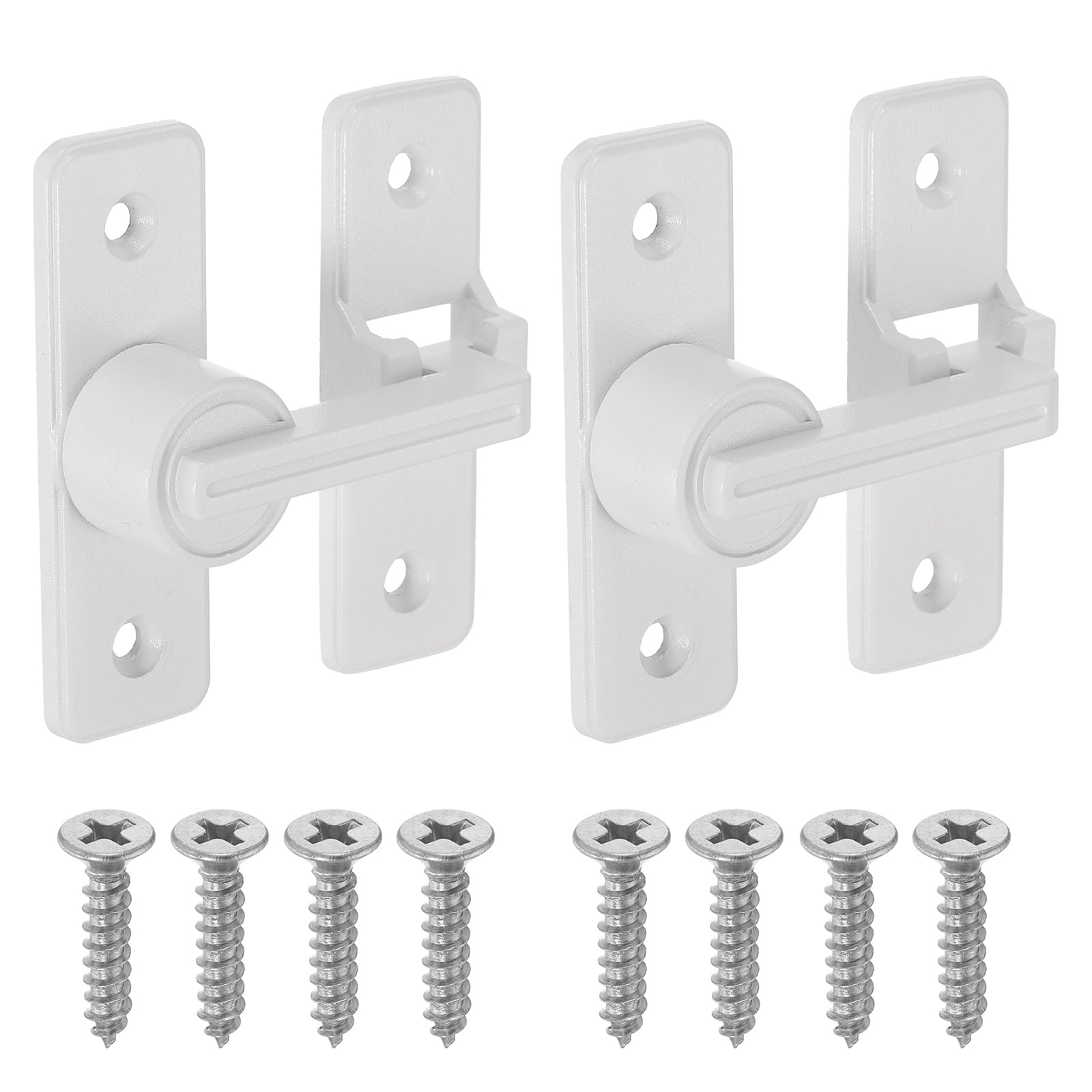sourcing map 2Pcs Barn Door Lock, 180 Degree Flip Barn Door Lock for Double Hinged & Sliding Doors, Zinc Alloy Sliding Security Latch with Screws for Garden Bathroom Garage, White