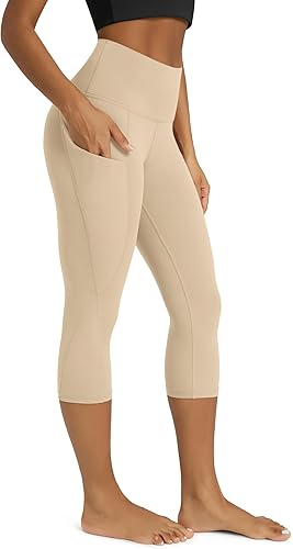 Miniatura 86 de ODODOS - Leggings capri de cintura alta para mujer con bolsillos, control de abdomen, no se transparentan, para entrenamiento atlético, running