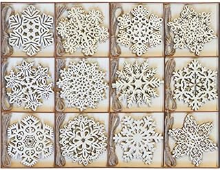 Joiedomi 36 Pcs Christmas Ynfinished Wooden Ornaments Hanging Snowflakes Ornaments Blank Wood Slice for Indoor/Outdoor Xmas, Party Decoration, Tree Ornaments, Events