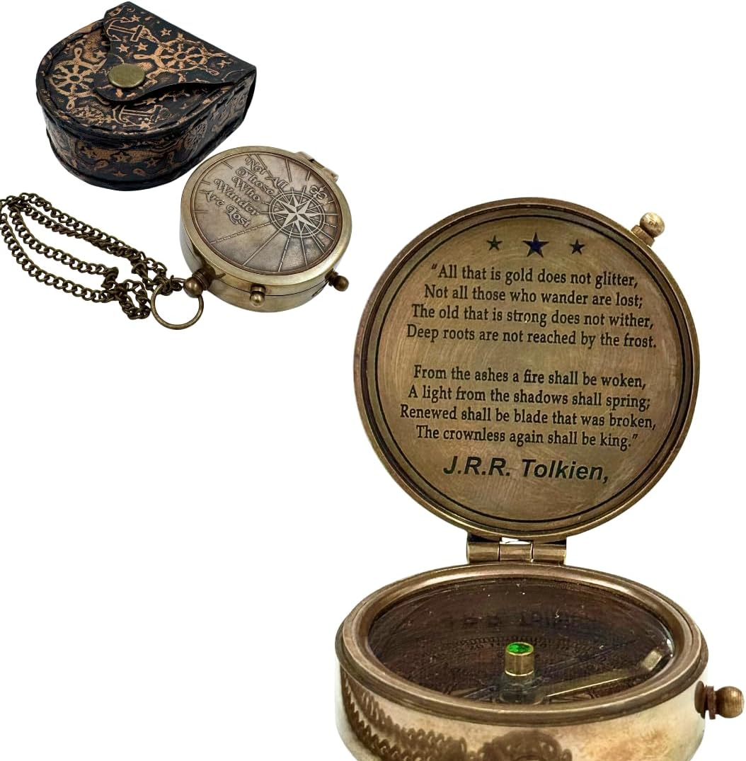 Engraved Brass Compass & Leather Case – Perfect Gift for Adventurers Engraved Brass Compass & Leather Case – Perfect Gift for Adventurers