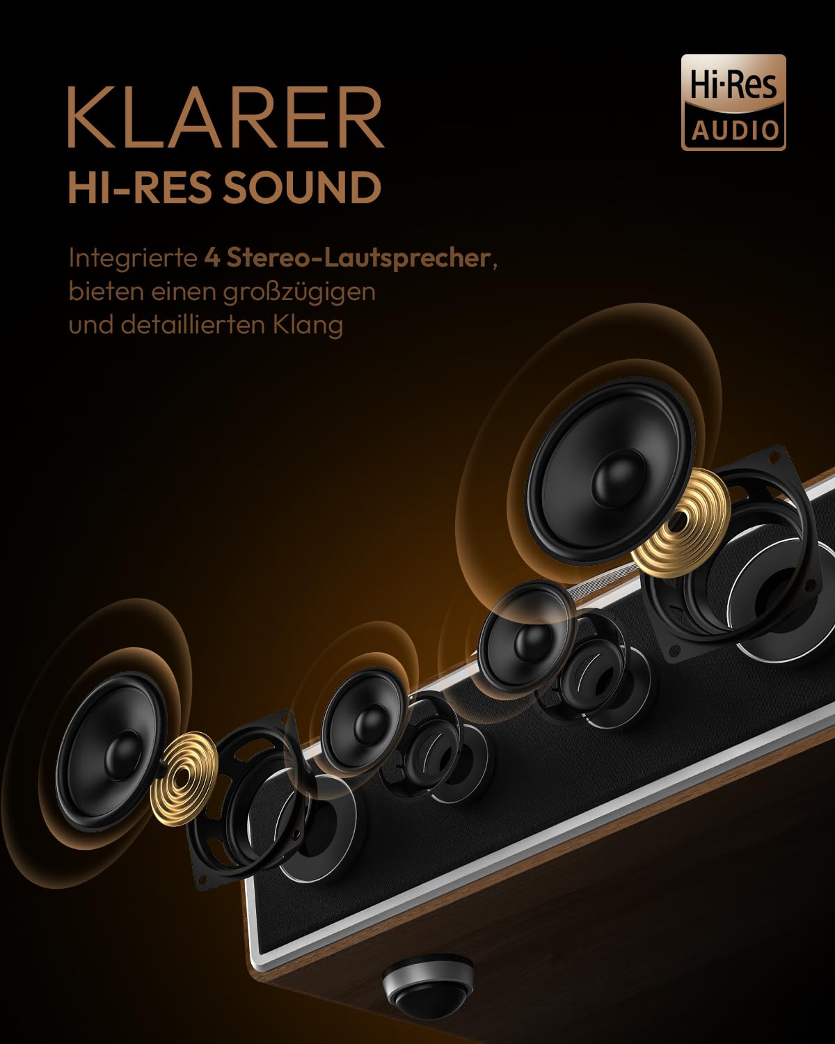 Qlearsoul ONE-Q Plattenspieler mit Lautsprechern, Bluetooth 5.4, All-in-One | AT-3600L Tonabnehmer, Phono-Vorverstärker, 33/45 RPM, verstellbares Gegengewicht, Aluminium-Bedienfeld