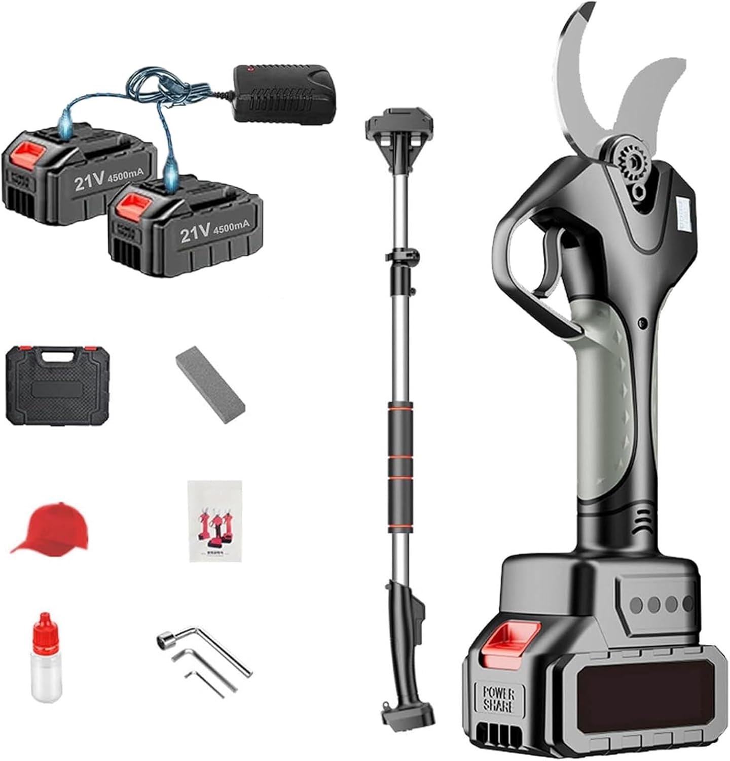 Cordless Pruning Shears for Fruit Trees and Gardens, Battery Powered with Extension Pole, Efficient and Lightweight Gardening Tool