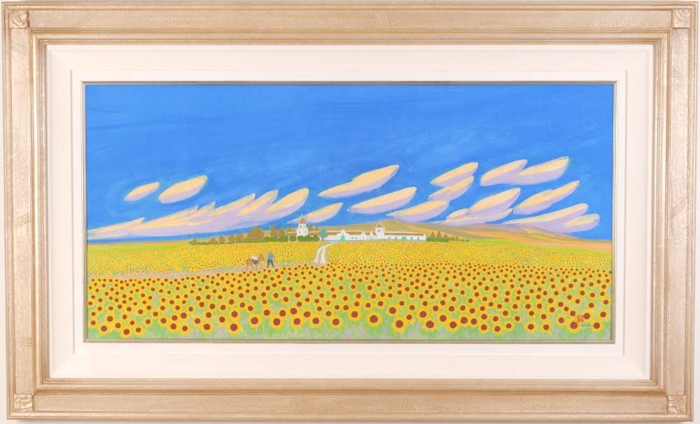 Amazon | 石井崇 「帰り道」 スペイン 絵画 向日葵畑 風景画 油絵 油彩