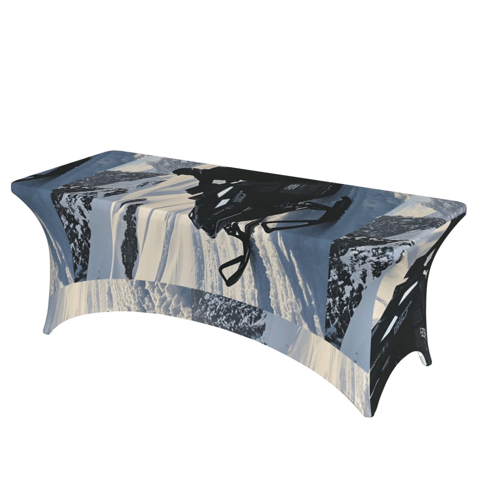 LMNGH Snowmobile Decorative Tablecloth Protector for Wedding, Banquet & Parties6FT Spandex Rectangle Tablecloths, Stretch Washable Table Cloth Wrinkle Free Patio Table Cover
