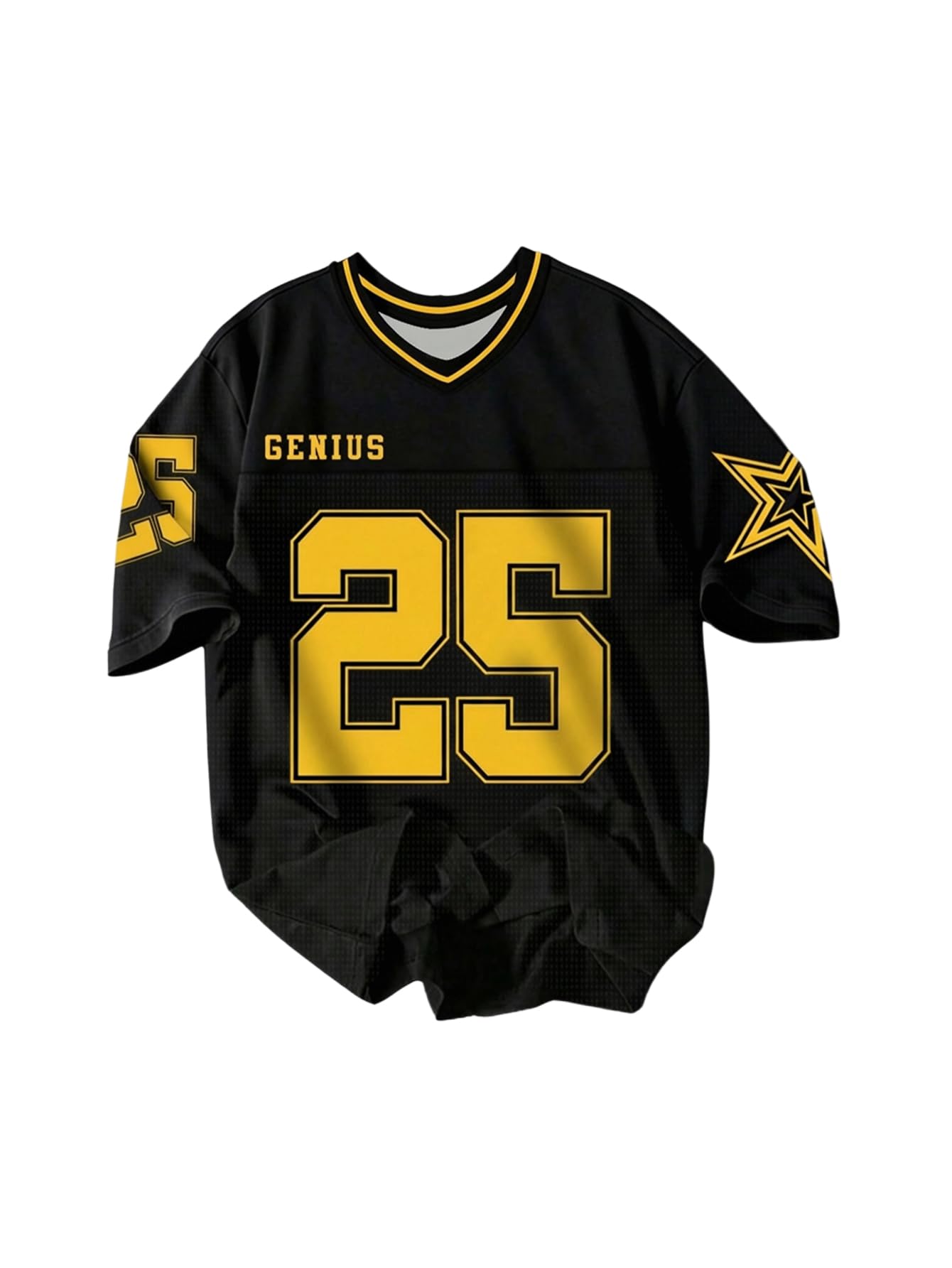 BEAUDRM Men's Number Graphic Jersey T-Shirt Short Sleeve V Neck Loose Oversized Sports Streetwear