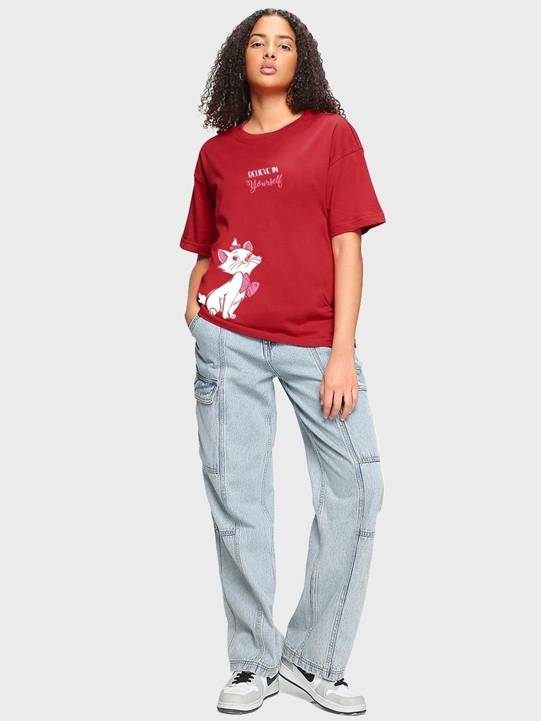 Bewakoof Lot de 2 t-shirts à manches courtes et col rond en pur coton pour femme