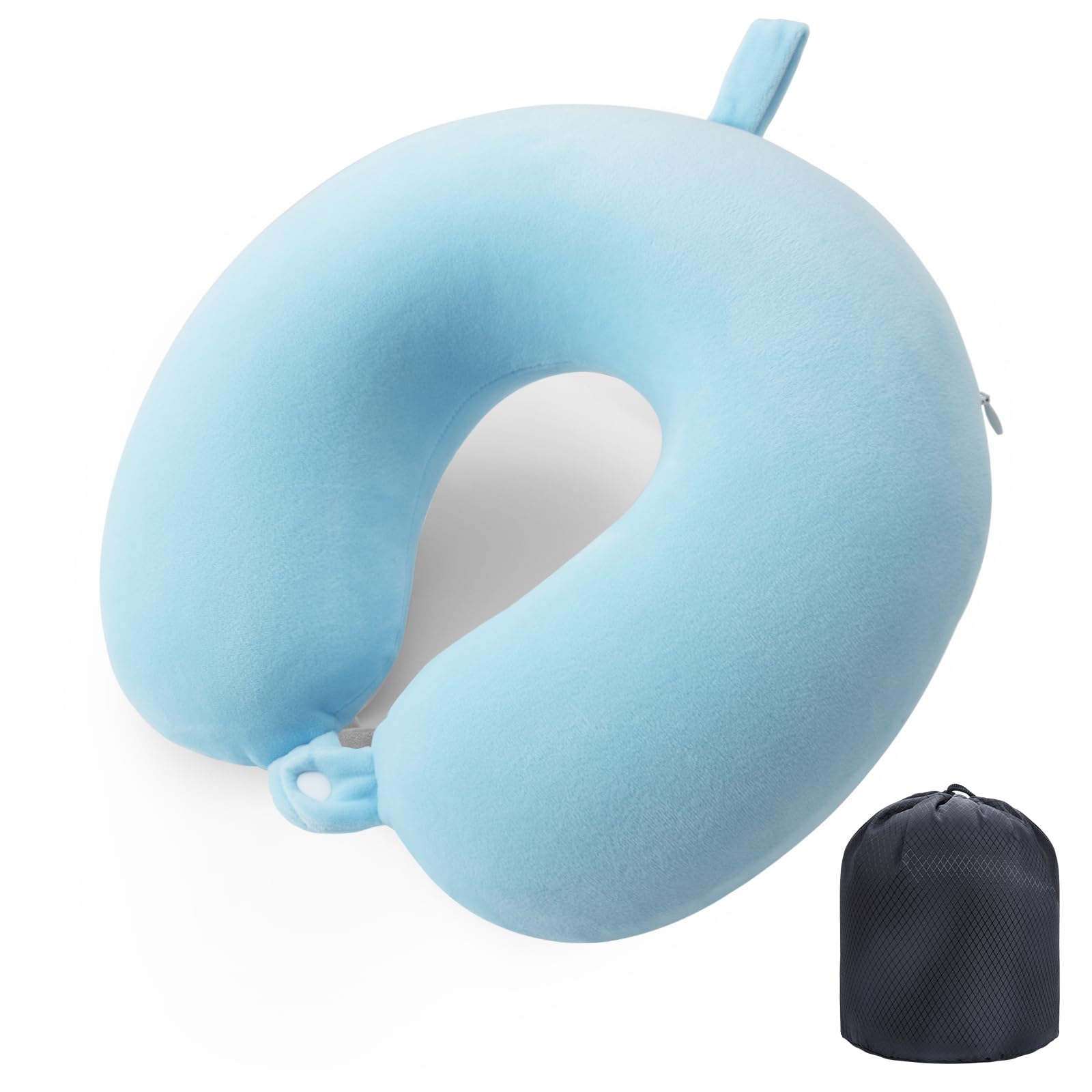 Wengx Pale Blue Travel Pillow Neck Pillow Memory Foam Travel Pillows Head Support Cushion For Airplane Train Car Office Travel Essential Flight Pillows For A Long Hauls Sleeping Rest (Pale Blue)