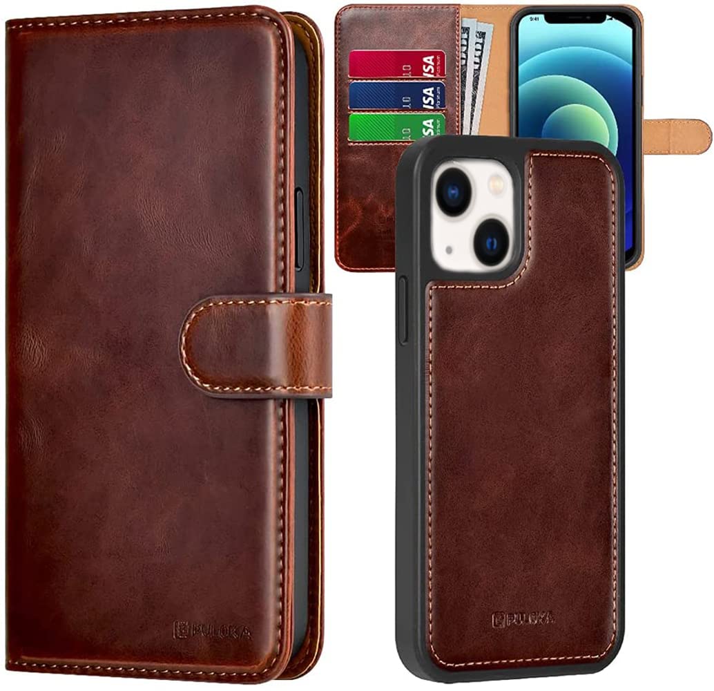 PULOKA iPhone 13 PU Leather Wallet Flip Case Cover with Detachable 2 in 1 Function – Brown (B09SG2HMSM) Amazon Price History, Amazon Price Tracker