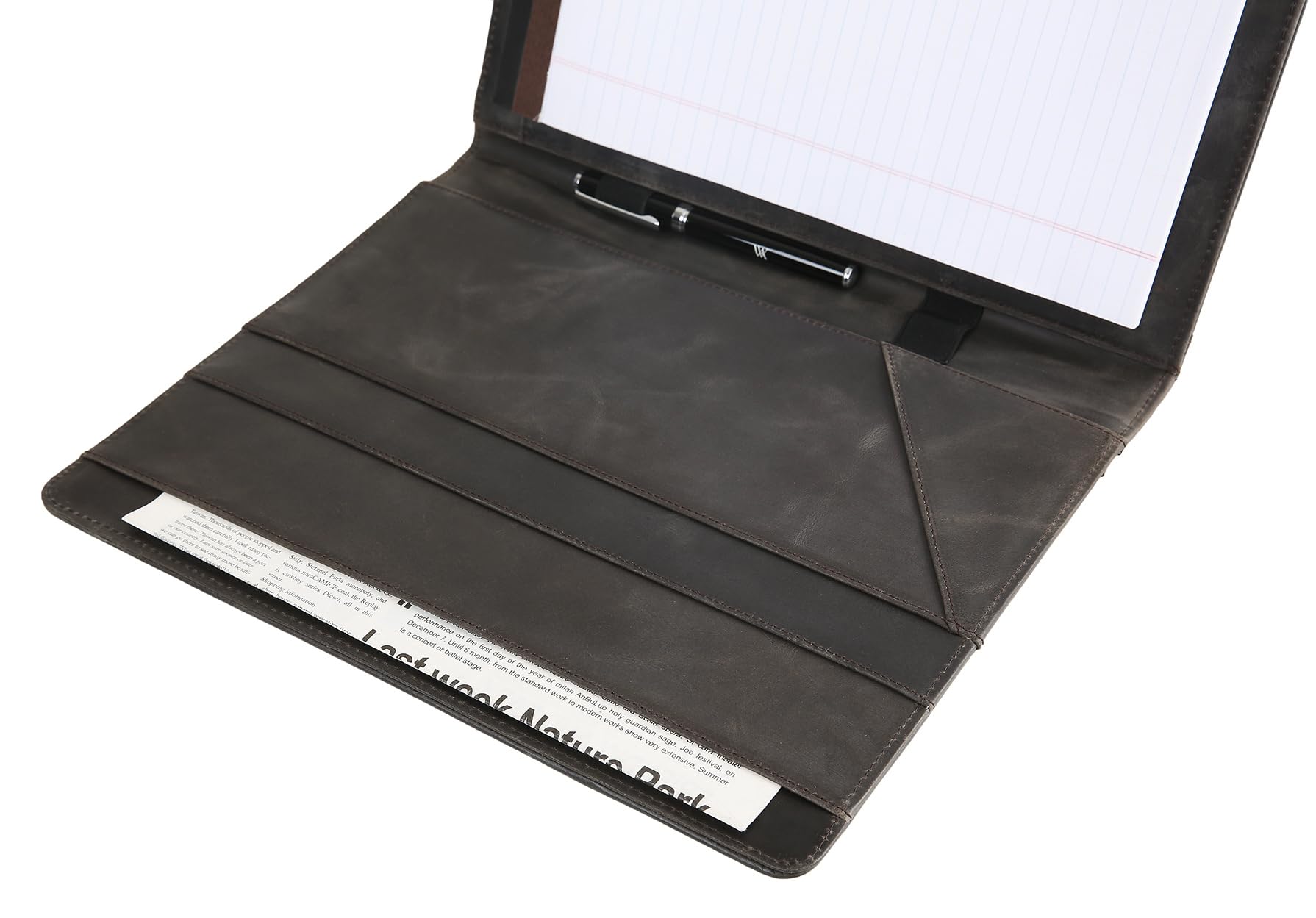 Portefeuille en cuir personnalisé pour homme, porte-documents en cuir pour femme, dossier de CV d'affaires, bloc-notes en cuir, support de bloc-notes en cuir A4 (gris, non personnalisé)