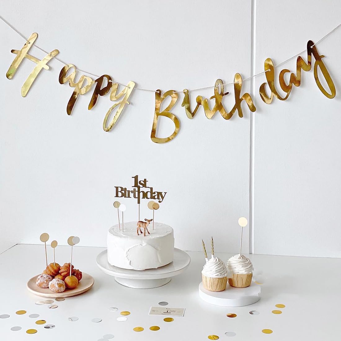 LOTUS PARTY One Doğum Günü Seti - Kraft One Banner - Kraft Happy Birthday Banner 3 Retro Kalp Folyo Balon 1 Yas P 924441363