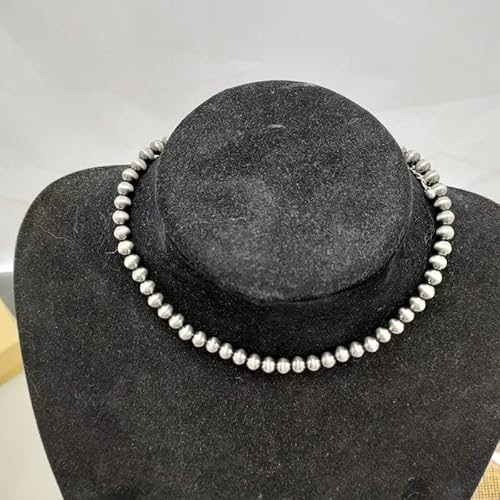Western Navajo Pearl Necklace For Women Men Beaded Choker Cowboy Necklace (4Mm) #TOP3
