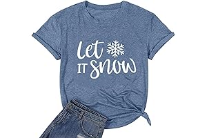 Christmas Shirts for Women Let It Snow Shirt Xmas Holiday Tshirt Cute...