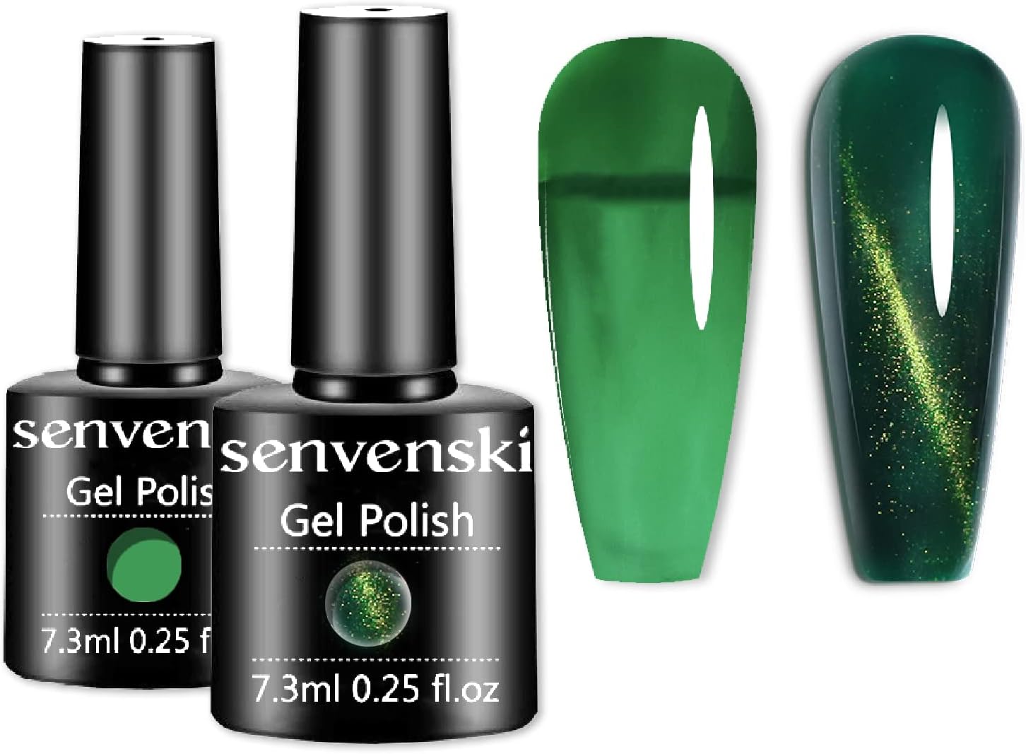 Senvenski Jelly Green Gel Nail Polish Kit, Turquoise Cat Eye Magnetic Gel Polish, Clear Green Translucent Colours with Milky Sheer Finish | Vegan UV/LED Nail Art Kit Gift for Women(CS2-010)