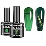 senvenski Jelly Green Gel Nail Polish Kit, Turquoise Cat Eye Magnetic Gel Polish, Clear Green Translucent Colors with Milky Sheer Finish | Vegan UV/LED Nail Art Kit Gift for Women(CS2-010)