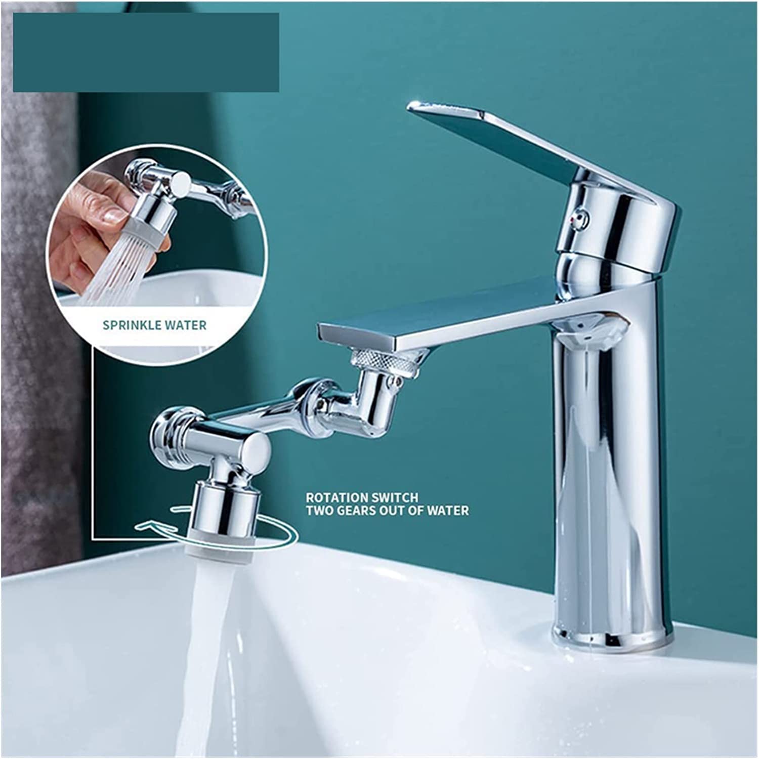 Girar Grifo Giratorio aireador Universal 1080° Extensor Giratorio Grifo aireador Filtro Resistente a Salpicaduras Cocina Lavabo Grifo aireador Boquilla Grifo Robot Brazo
