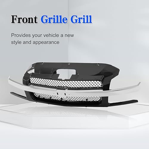 Miniatura 2 de CarPartsDepot Conjunto de parrilla delantera con barra central cromada compatible con Chevrolet Avalanche 1500 2500 Series GM1200543 88968960