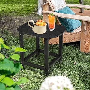 Tangkula Outdoor Side Table, Weather Resistant Adirondack Table, Outdoor Indoor Chairside End Tables, Waterproof HDPE, for Patio Poolside Porch Backyard, Easy Assembly, 19 x 14.5 x 18 Inch (1, Black) Tangkula Outdoor Side Table Weather Resistant Adirondack Table Outdoor Indoor Chairside End Tables Waterproof HDPE for Patio Poolside Porch Backyard Easy Assembly 19 x 145 x 18 Inch 1 Black