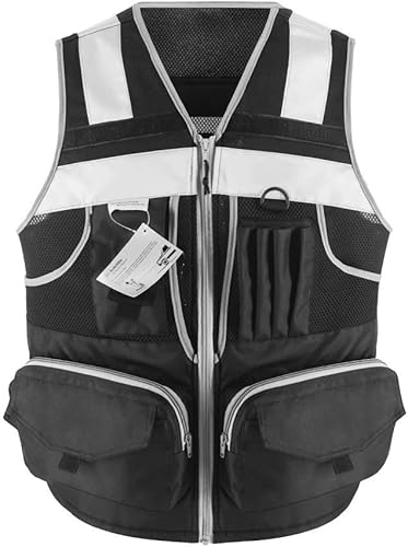 3M Chaleco de seguridad con rayas reflectantes de punto y Oxford de alta visibilidad con bolsillos, ropa de trabajo de construcción brillante para