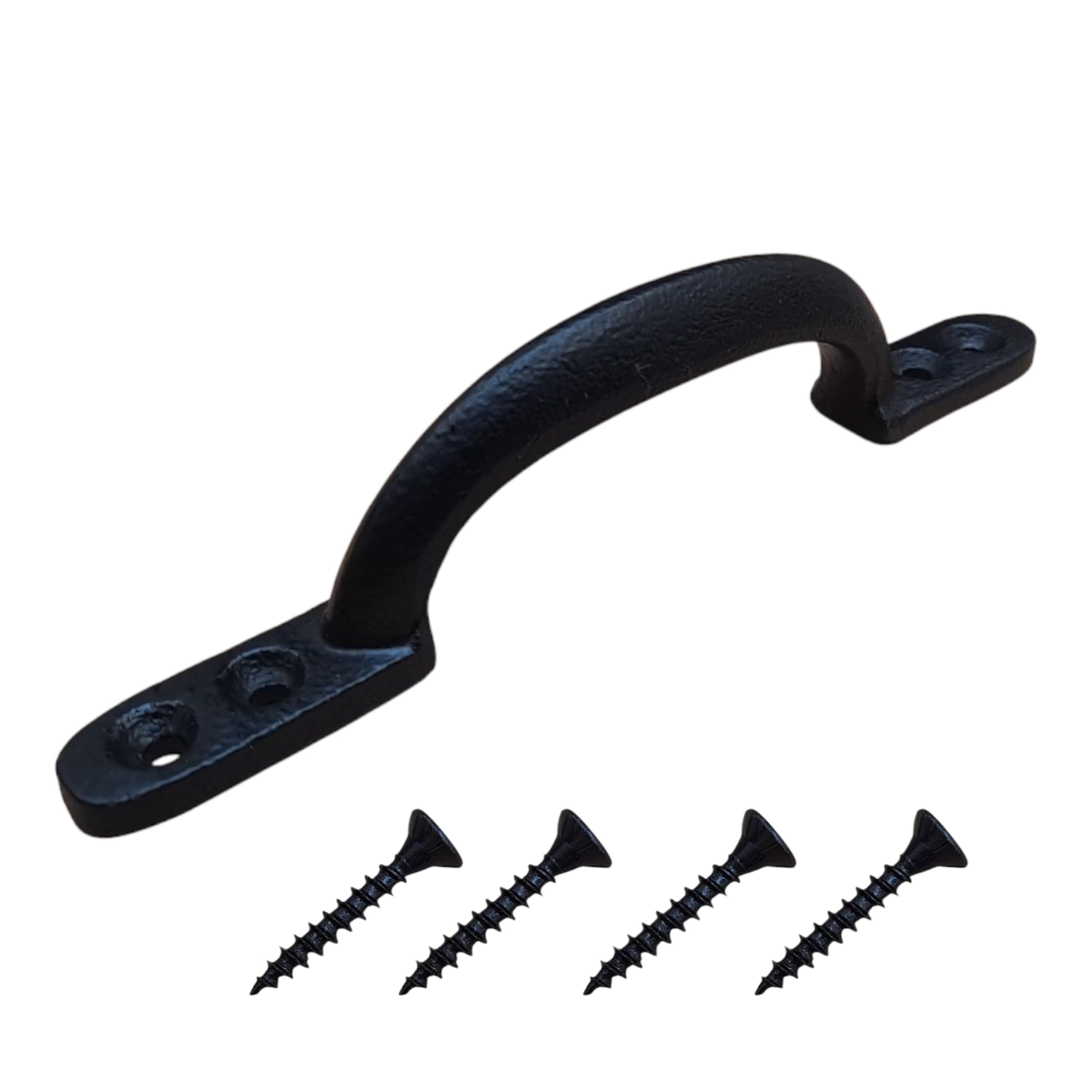 HanaMoon 6 Inch Black Epoxy Cast Iron D Handle - Pack of 1