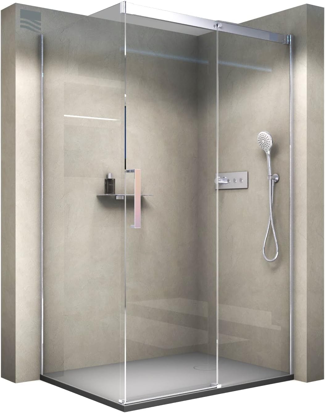 Bernstein Duschkabine mit Schiebetür Eckdusche DX906 FLEX Chrom - Dusche Schiebetür x Breite: 120x90cm Duschglas aus 8mm ESG Klarglas mit NANO-Beschichtung