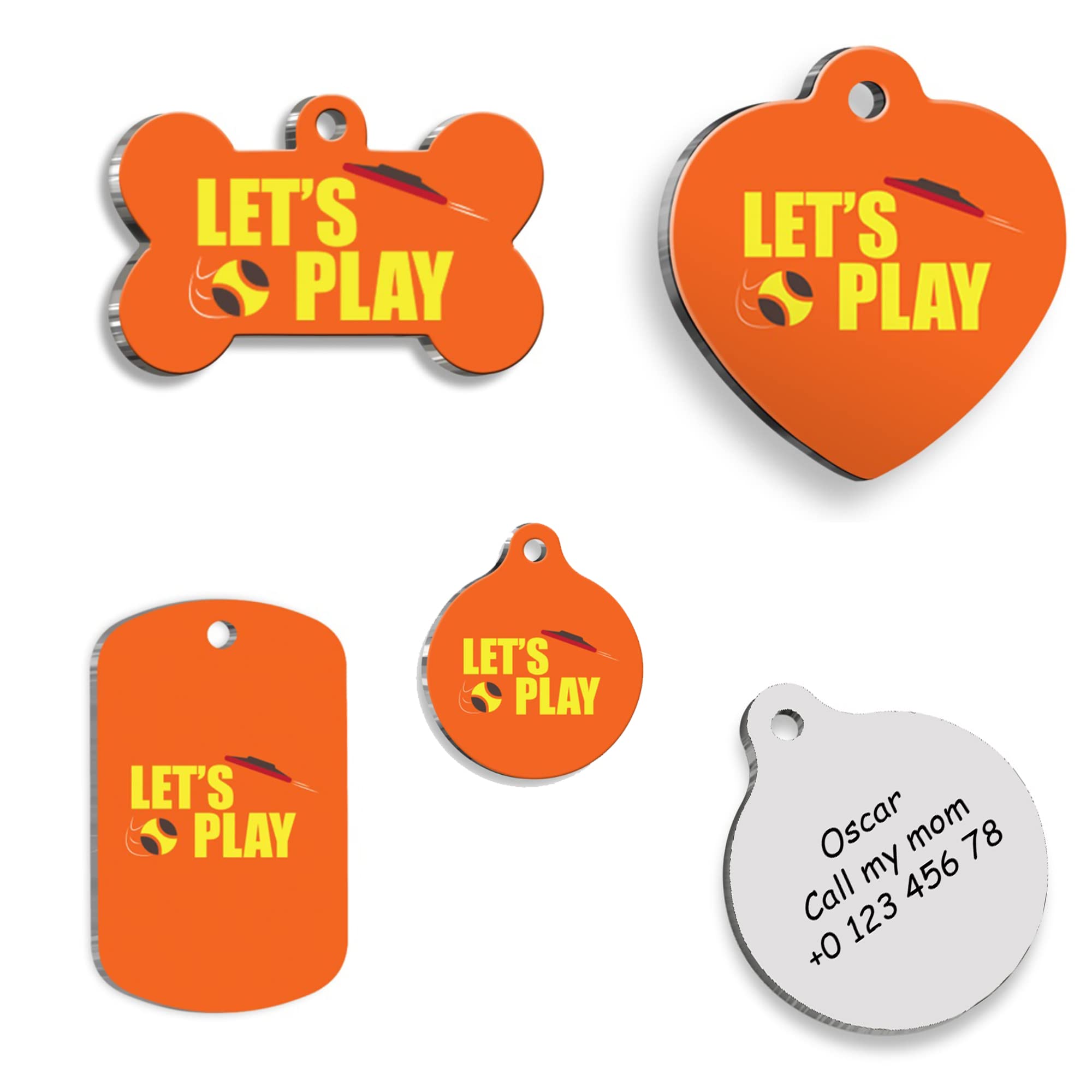 LET'S PLAY Personalized Dog Tag - Custom Name Tag - ID Tag for Dog & Cat - Customized Pet Tags - Dog & Cat Name id Tag - Dog Name Tag - Engraved Dog Tag (Rectangle)