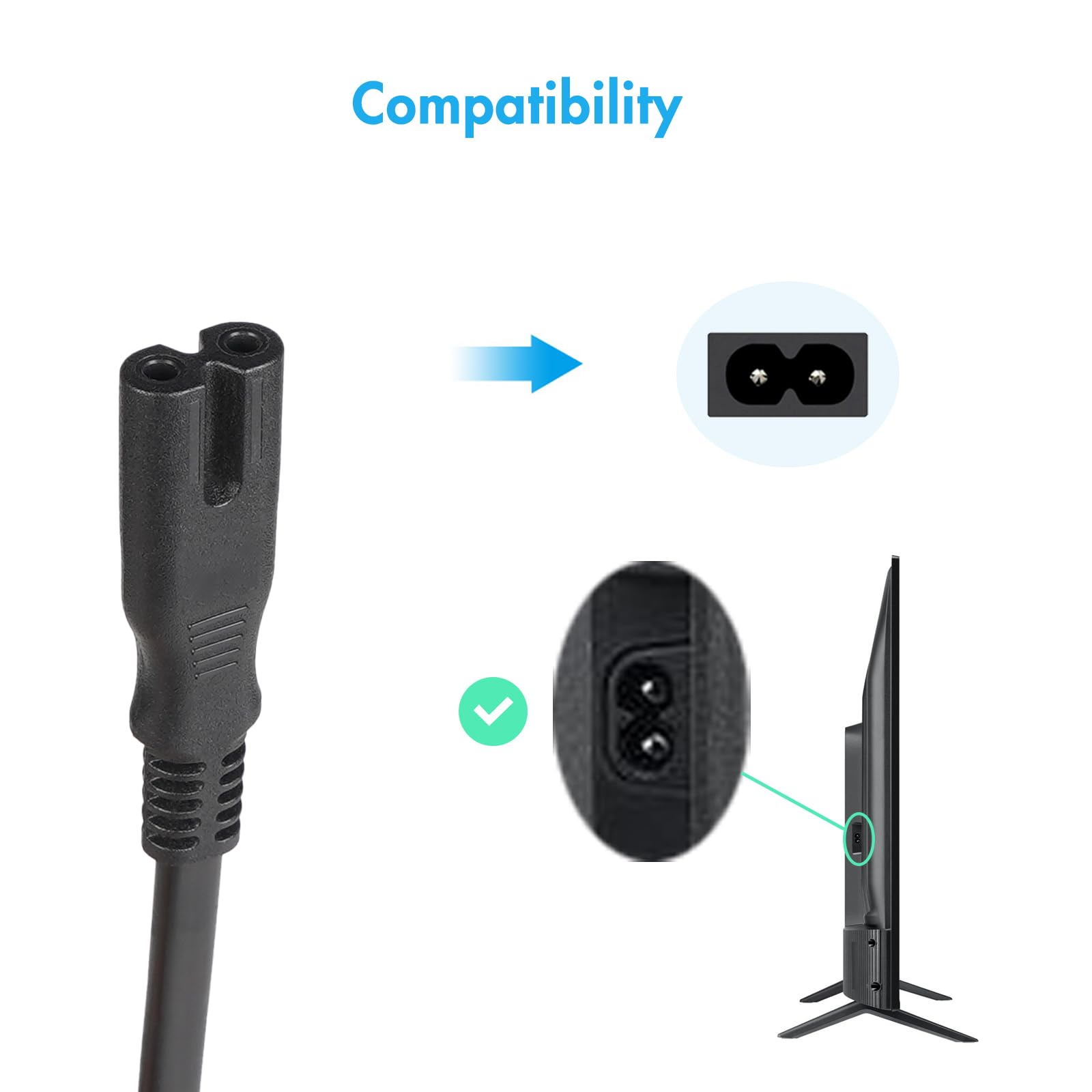 Amazon.com: AC Power Cord for TCL Roku Sharp Insignia Hisense