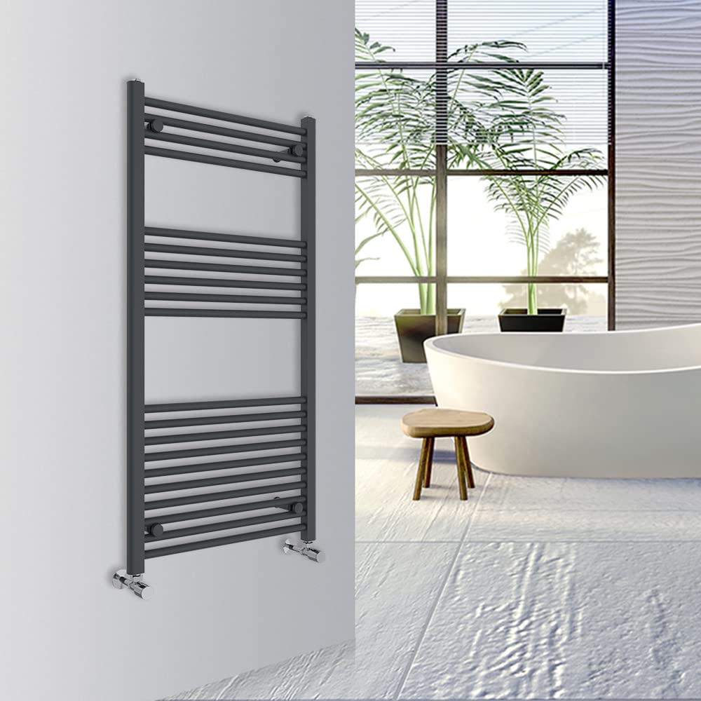 Warmehaus Anthracite Straight Bathroom Heated Towel Rail Warmer Radiator Central Heating 1200X600mm