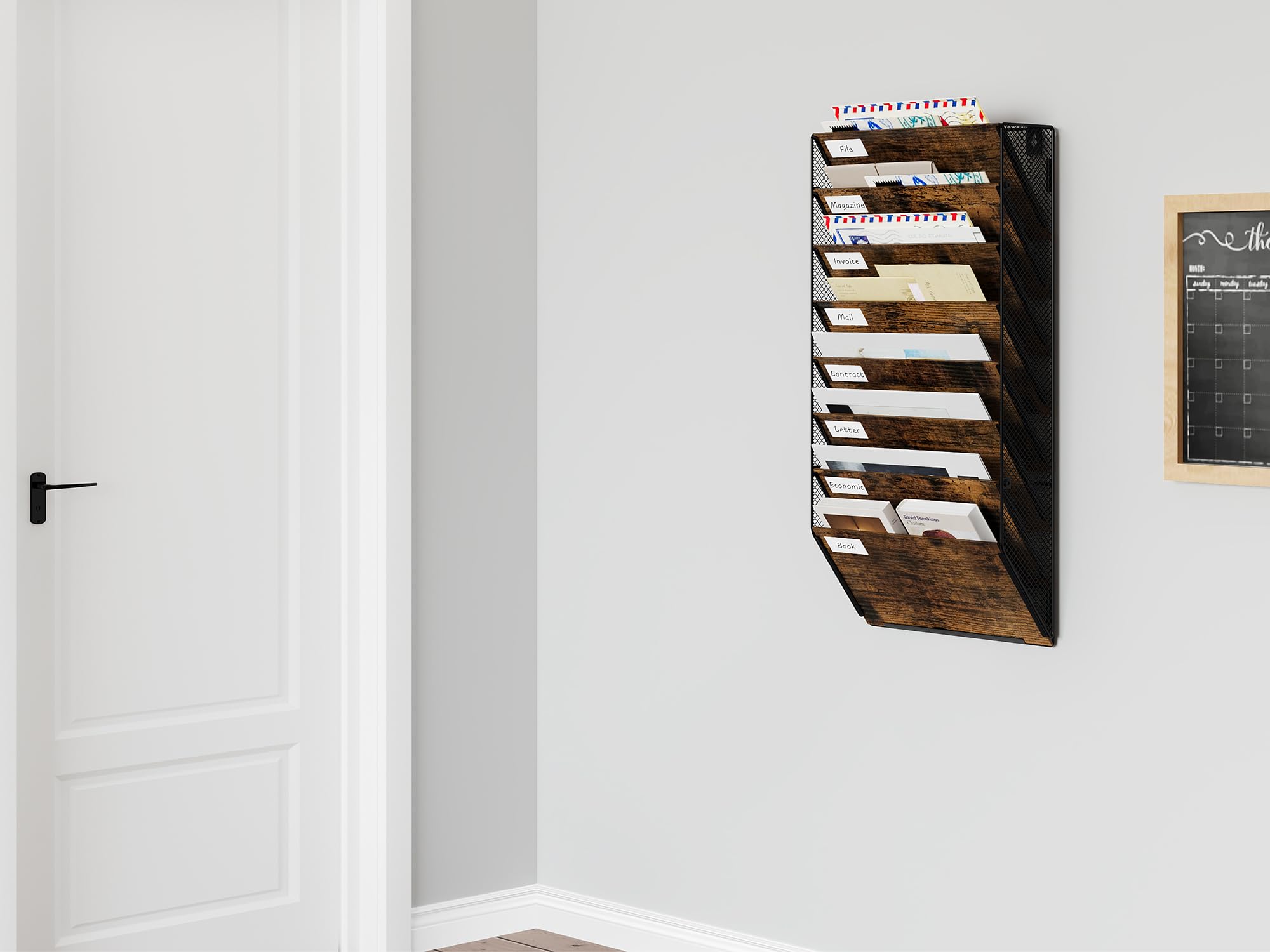EasyPAG 8 Fächer Zusammensetzen Metall Holz A4 Zeitschriftenhalter Wand Zeitschriften Wandhalter Aktenablage Dokumentenhalter Hängend Magazin Organizer Flyerhalter Prospektspender