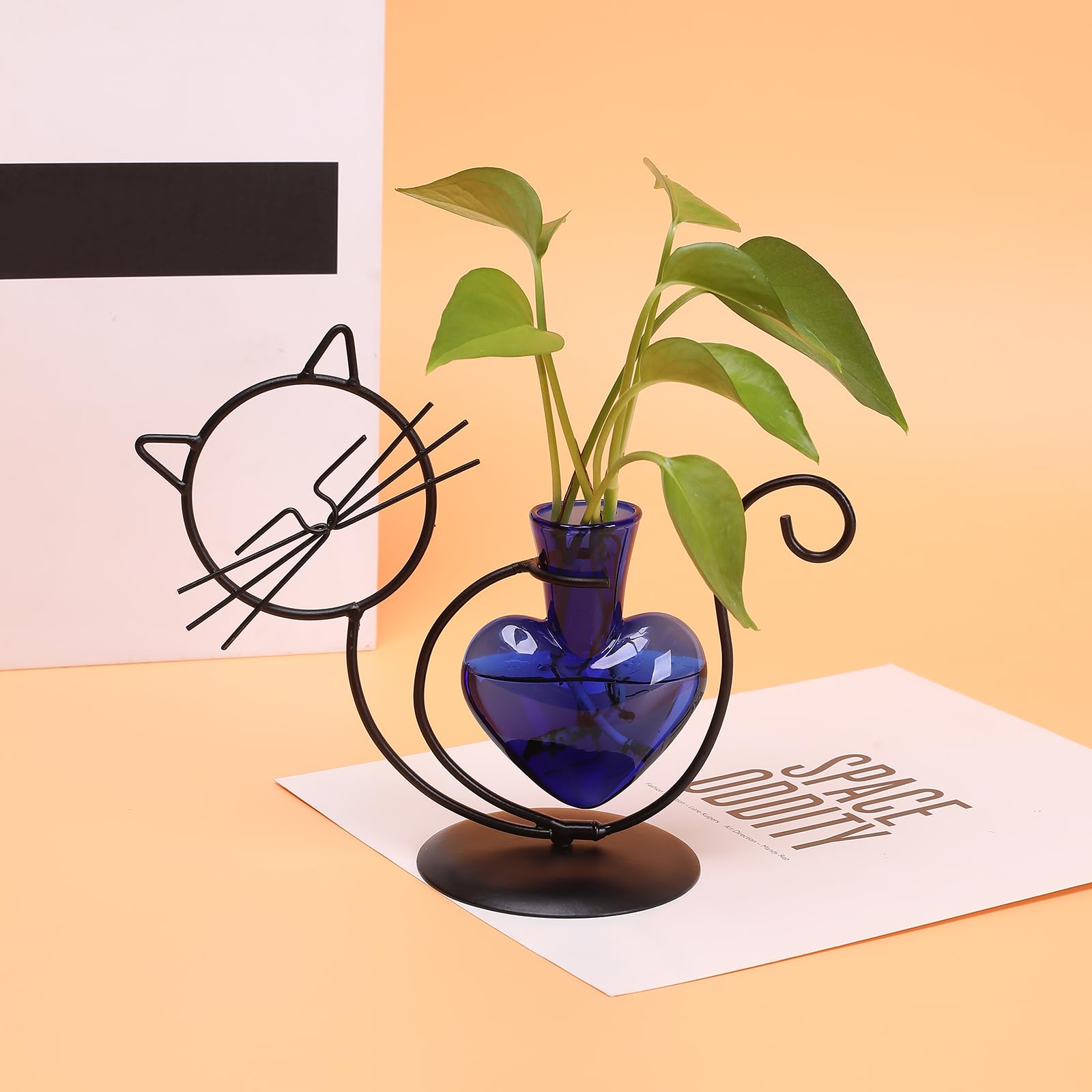 Pflanzen-Terrarium, Anzuchtstation, Katzenliebhaber, Geschenke für Frauen, Pflanzenliebhaber, Heimbüro, Dekoration, Katzen-Schreibtisch-Zubehör
