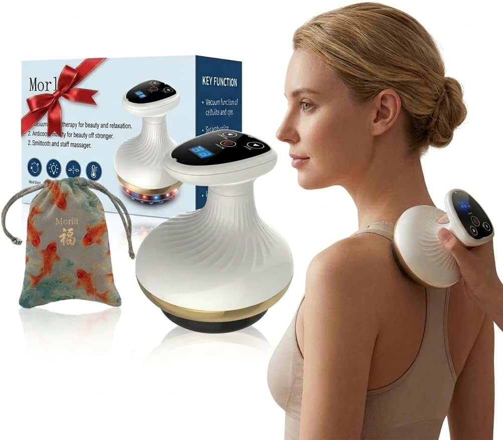 Morlit Smart Cupping Massager, Cordless Deep Tissue Body Massager with 9 Suction Levels & Heat Therapy, One-Touch Electric Massager for Neck Back Shoulder Pain Relief, Rechargeable Gift Set