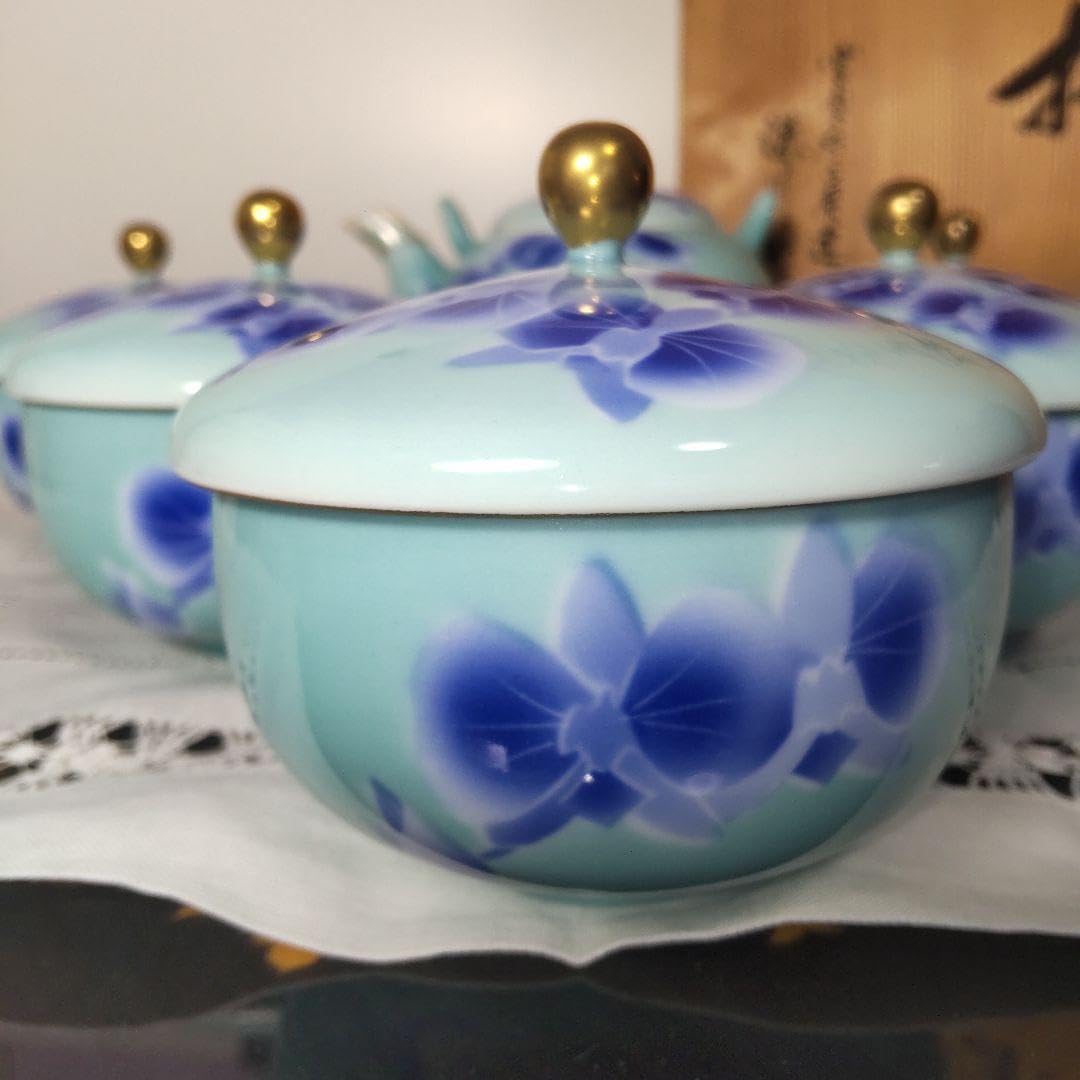 Amazon.co.jp: 深川製磁 胡蝶蘭 茶器揃 急須 蓋付 湯飲み5客 グリーン 