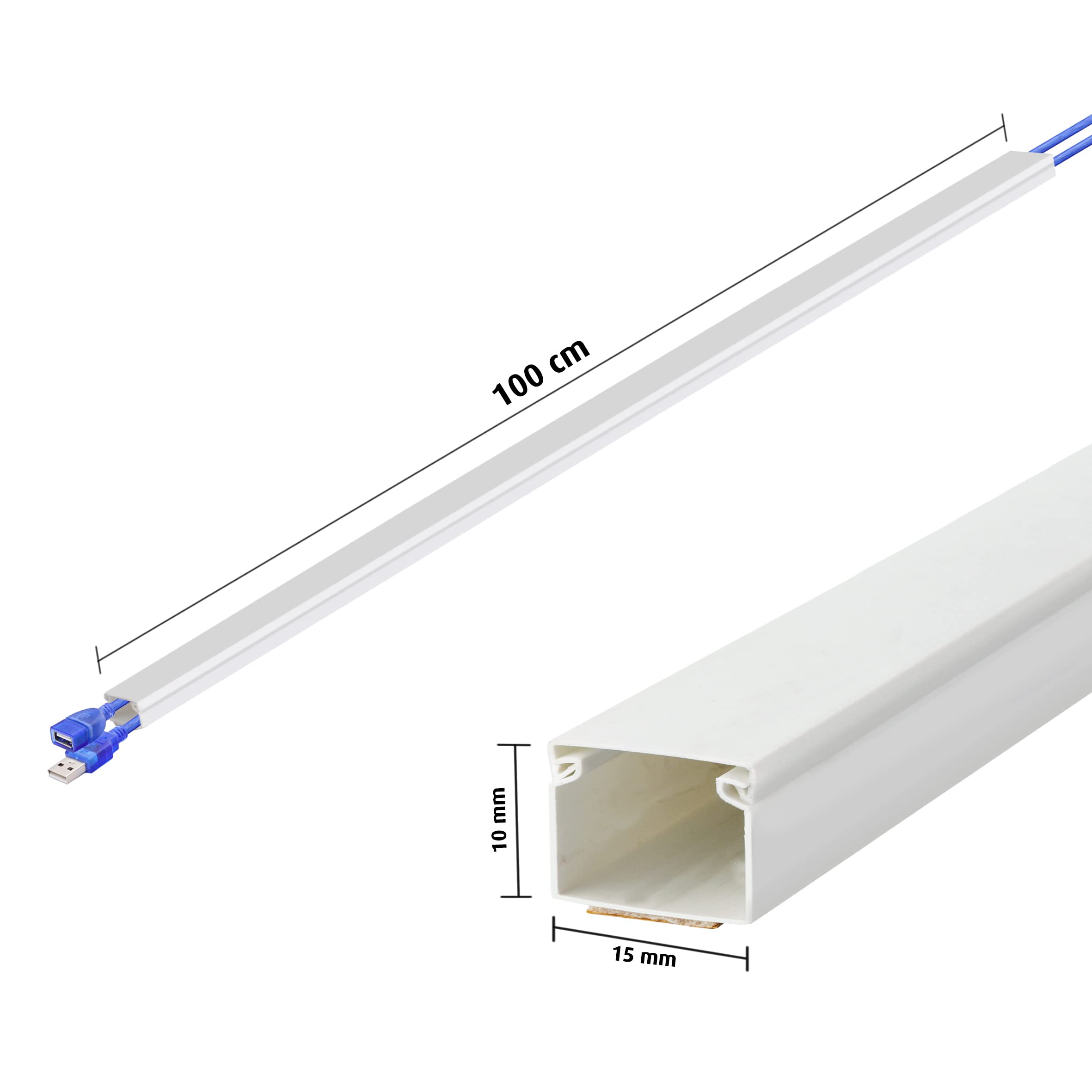 Sigillacavo Bianco 15x10mm - 3m Di Tubo In PVC Per Organizzare Cavi A Parete