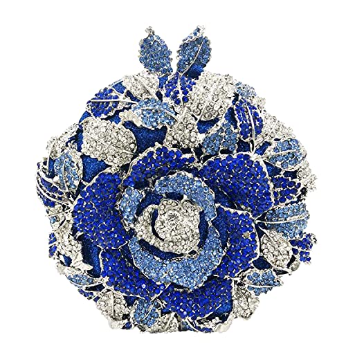 Image of Boutique De FGG Mini Round Flower Crystal Clutch Purses for Women,Formal Evening Bags,Rose Wedding Clutch Bag Party Handbags