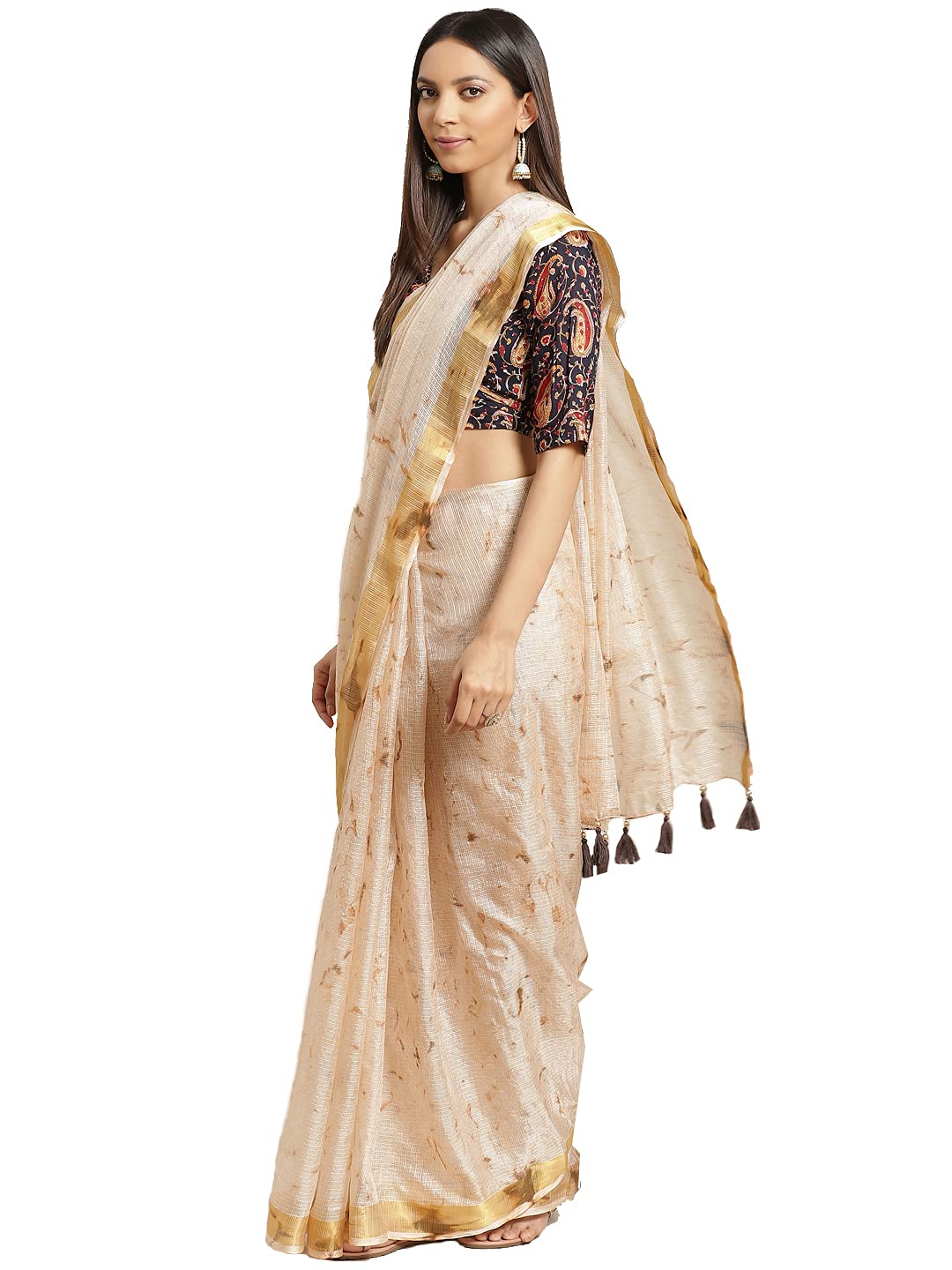 Geroo Jaipur Hand Dyed Kota Saree With Handblock Blouse Piece
