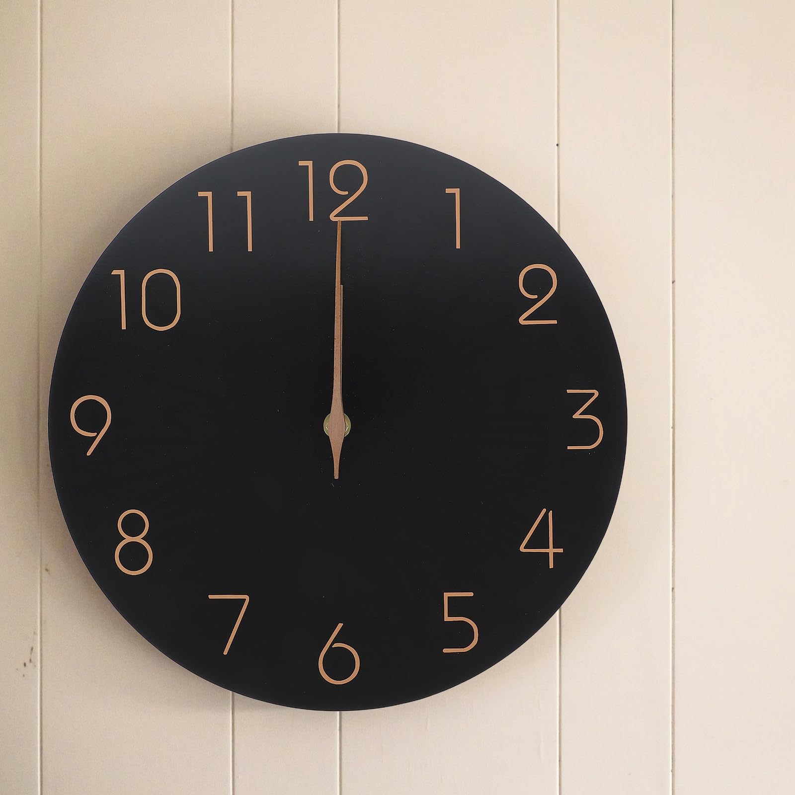 Schwarze Holzwanduhr, 30 cm (12 Zoll), geräuschlos, kein Ticken, rundes Zifferblatt, Moderne minimalistische Wanddekoration für Wohnzimmer, Küche, Schlafzimmer, Homeoffice