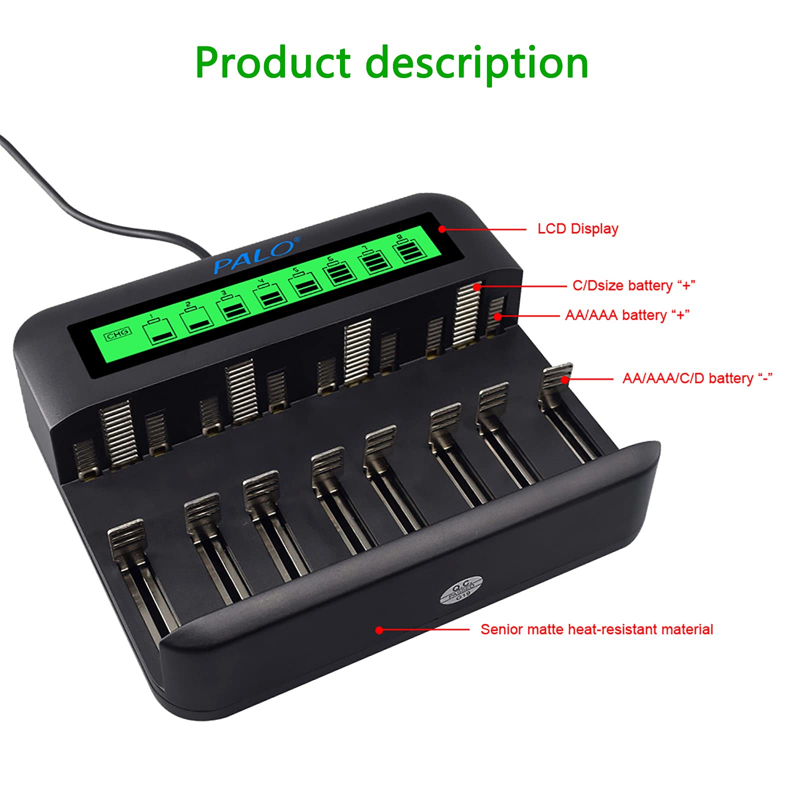 CITYORK Battery Charger For AA AAA C D NI-MH/NI-Cd Battery With