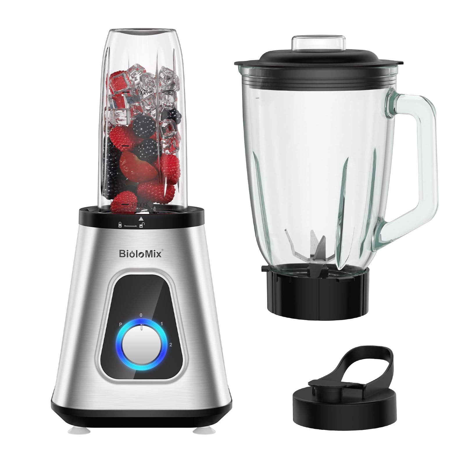 Biolomix Blender 1.5L Smoothie Maker with BPA-Free Glass Jug