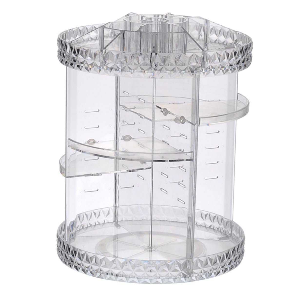SHINEOFI Porta Cosmetici Girevole a 360 Gradi in Ps Base Stabile e Motivo a Diamante, Organizer per Make-up da Tavolo per Donna, Accesso Facile su Vanity e Ufficio
