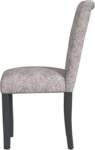 Miniatura 5 de HomePop Silla de comedor clásica Parsons - Estampado floral artístico de lino gris (juego de 2) Estampado floral artístico de lino,Rayas Calypso
