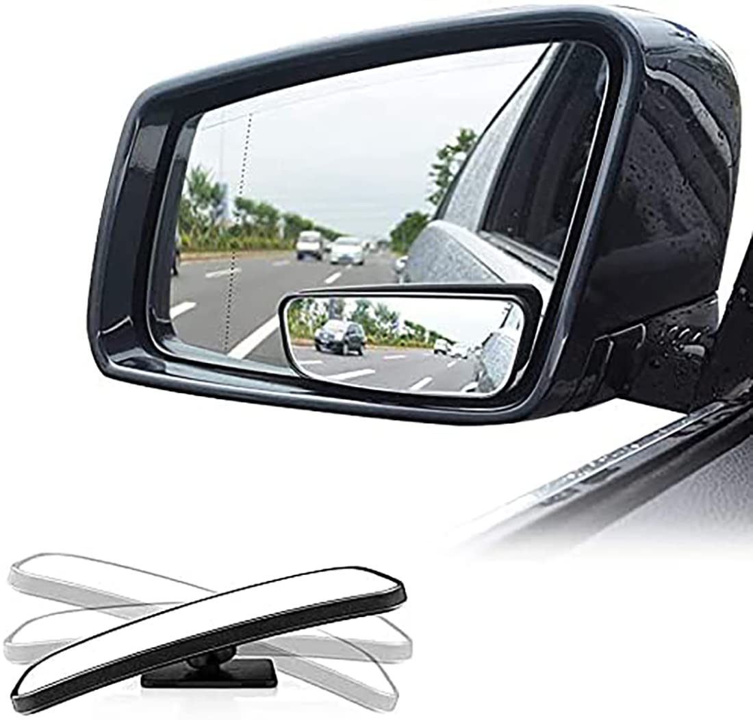 DONGYI Framed Rectangular Blind Spot Mirror, HD Glass Convex Lens Frameless Adjustable Blind Spot Mirror, Wide Angle Exterior Mirror for All Universal Vehicles Car Stick-on Design (2 Pcs)