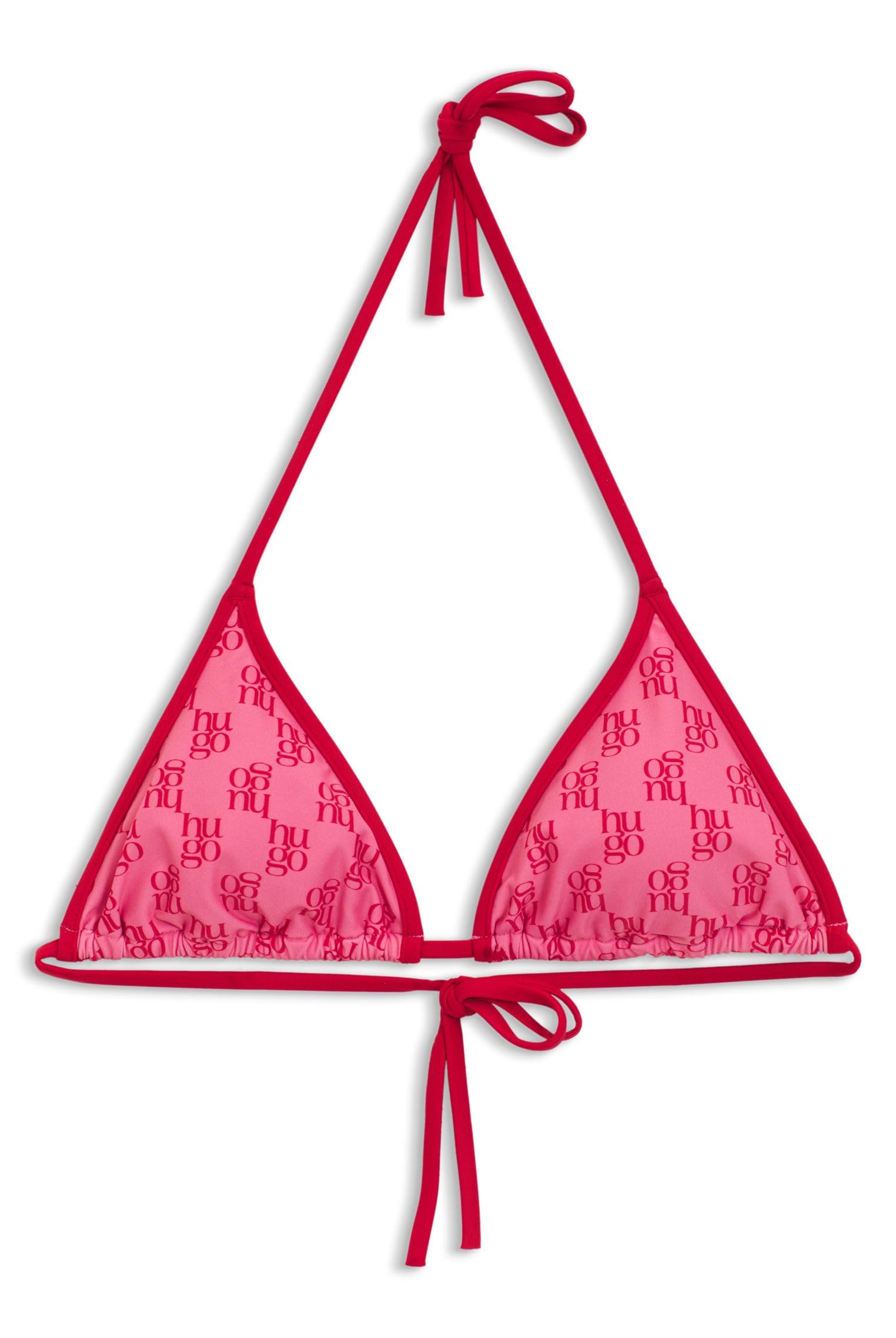 HUGO Womens MONOGRAM TRIANGLE Triangle bikini top with stacked logos