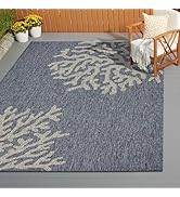 LR Home Captiva Belize Reef Indoor/Outdoor Area Rug, 5' x 7', Navy/Gray