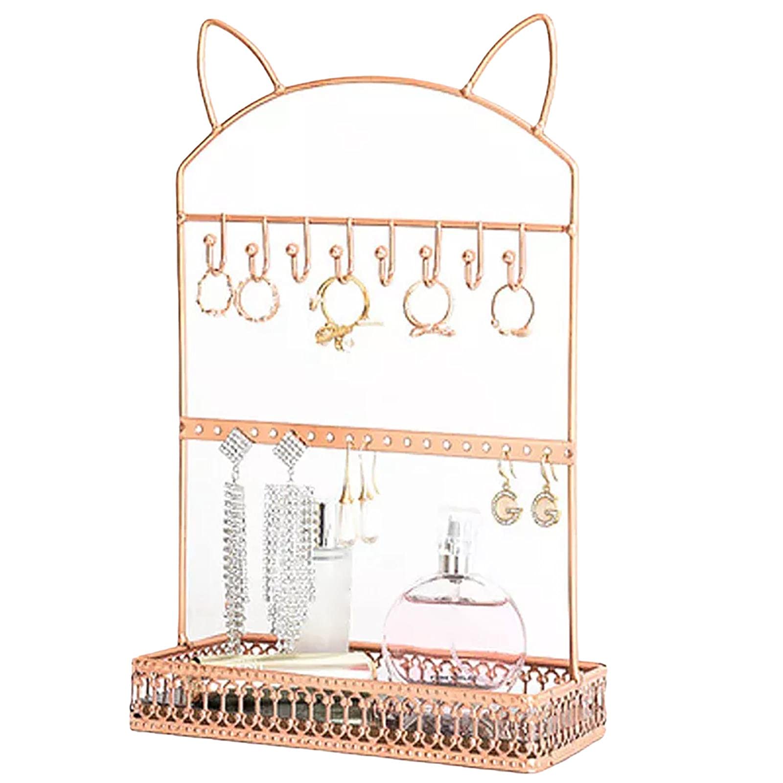 Chytaii Cosmetic Storage Organizer, Cosmetic Storage Shelf, Makeup Storage, Gold and Rose Gold, Bathroom Dressing Table Home Decoration Rose Gold