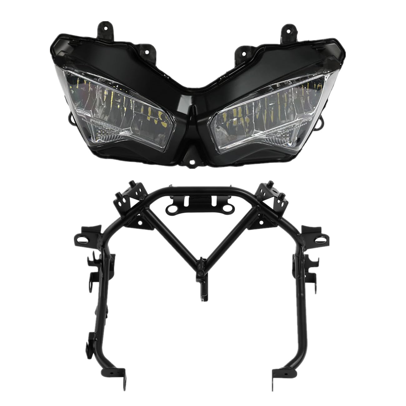 Green-L LED Headlight Assembly Front Head Light Lamp and Fairing Stay Bracket Fit for Kawasaki Ninja 650 2020-2025