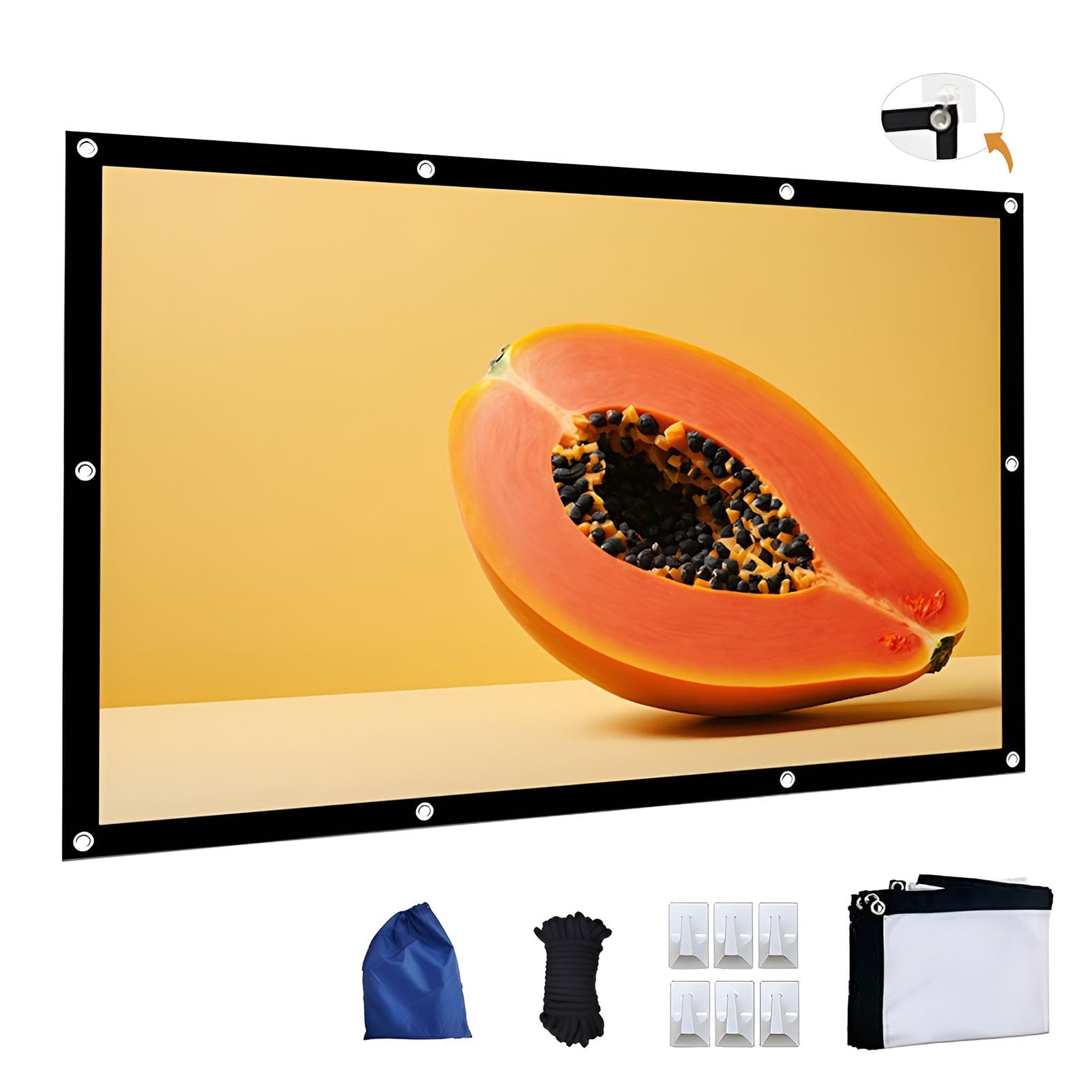 Telo Proiettore da Esterno da 250 Pollici, Schermo per Proiettore Portatile Pieghevole Lavabile Anti Rughe 16:9 HD per Home Theater Doppia Faccia(250 inch 16:9)