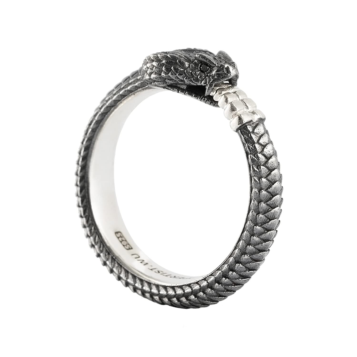 COPPERTIST.WU Anillo Ouroboros, Anillos Góticos de Plata de ley 925 Vintage, Anillos de Serpiente para Hombres y Mujeres