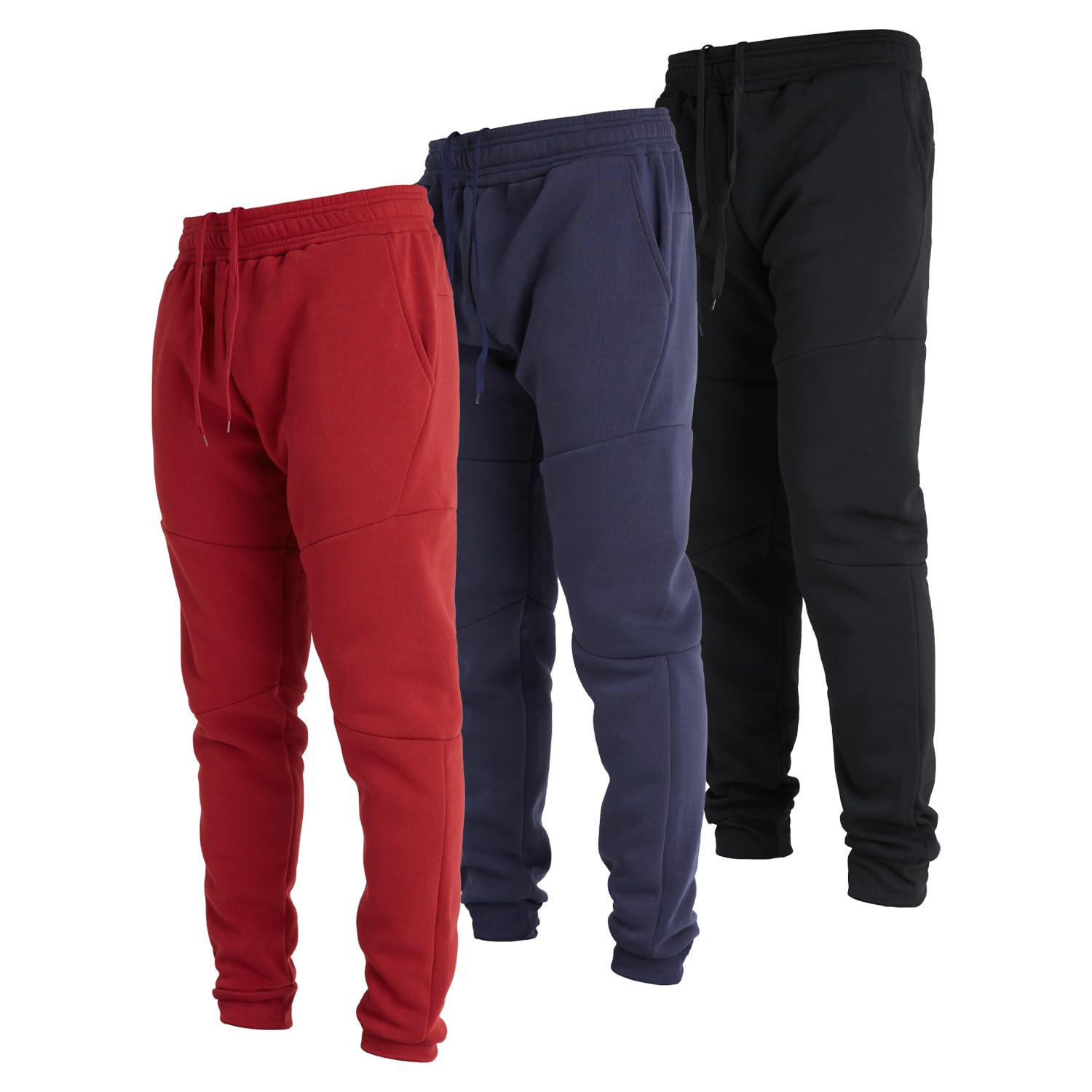 Ultra Performance 3 Pack Fleece Active Tech Joggers for Men, Mens Sweatpants with Zipper Pockets